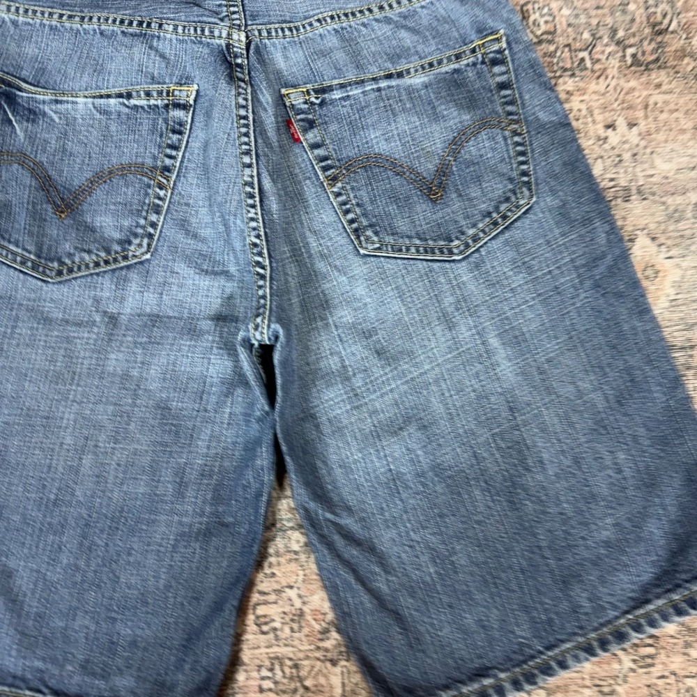 Early 2000s Levis 569 Baggy Jorts 30 Waist Dark Blue Wash - Picture 3 of 9